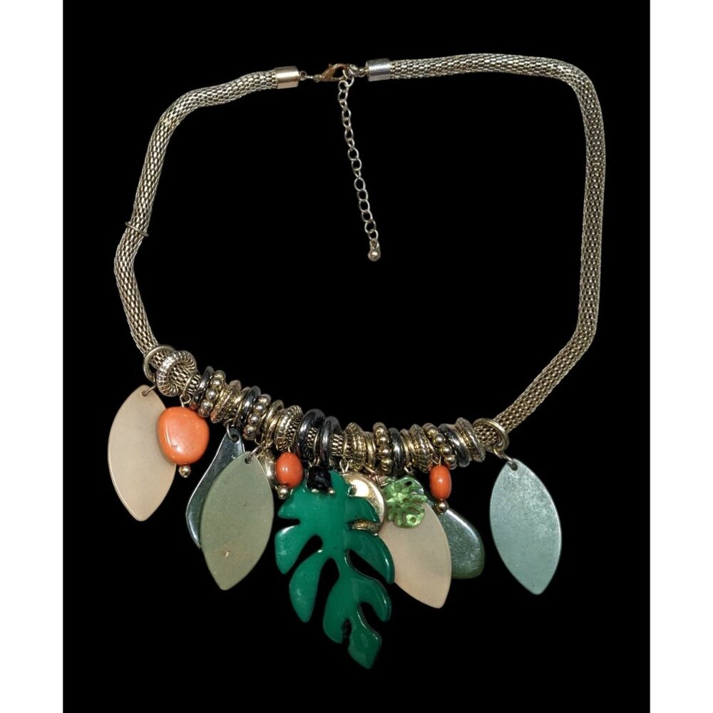 Tropical Jungle Chunky Leaf Charm Necklace